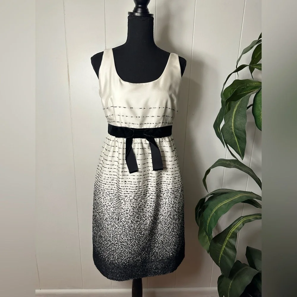 Kate Spade Trish Be Dazzled Cream Black Ombré Dress Size 6
